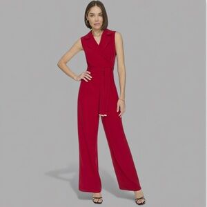 NWT! Tommy Hilfiger Red Belted Jumpsuit